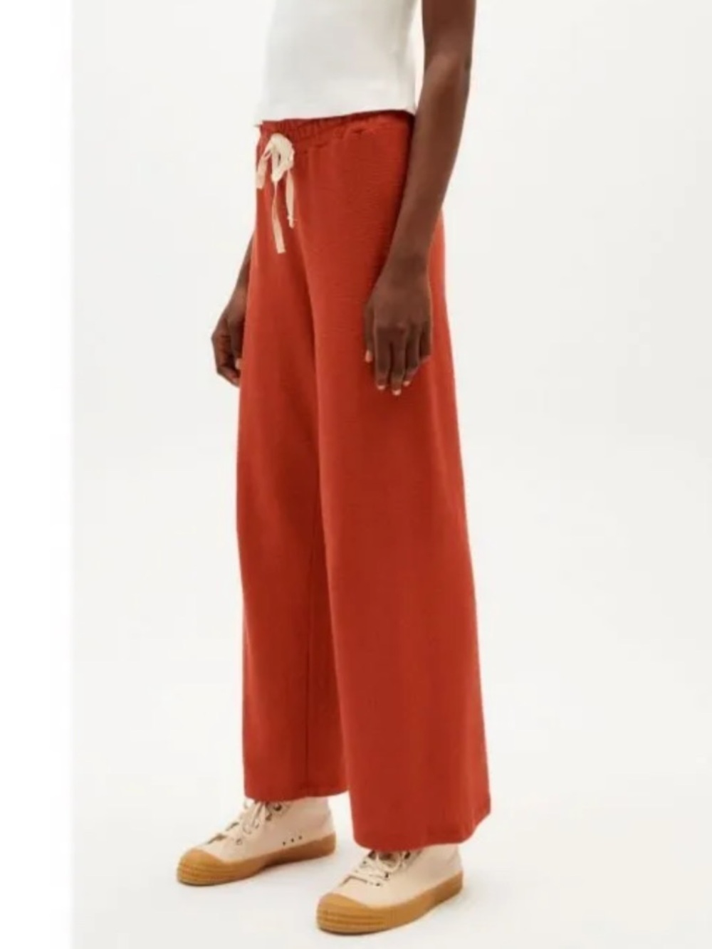 Thinking MU Trash Fontana Rust Orange Knit Wide Leg Pants Size XS